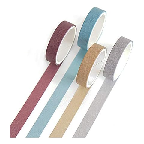 YUBBAEX Natural Color Washi Tape Set 4 Rolls Decorative Tapes for Arts, DIY Crafts, Journals, Planners, Scrapbooking, Wrapping -Neutral Color- (7-Basic Style) Cover