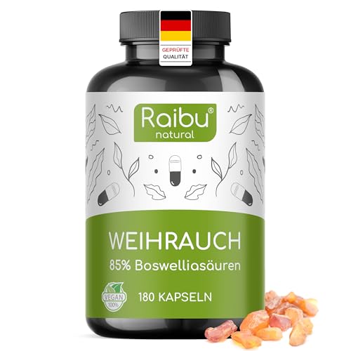 Weihrauch Kapseln Hochdosiert - 2200 mg Weihrauch Extrakt pro Tagesdosis - 85% Boswelliasäuren - Indischer Boswellia Serrata - Deutschen Qualitätsstandards - 180 Vegane Kapseln