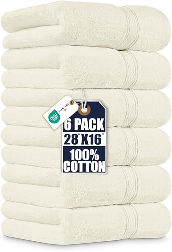 Image of Utopia Towels 6 Pack Premium Hand Towels Set, 16 by 28 inches, 100% Ring Spun Cotton, Ultra Soft and Highly Absorbent 600GSM Towels for Bathroom, Gym, Shower, Hotel, and Spa, Ivory