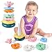 Herefun Juguetes Apilables Bebe, Taza de Juguete para Bebé, Montessori Juguete Educativo Taza de Juguete Apilable, Juguete de Taza Apilable, Torre Apilable Regalo para bebés Interior, Exterior (Rosa)