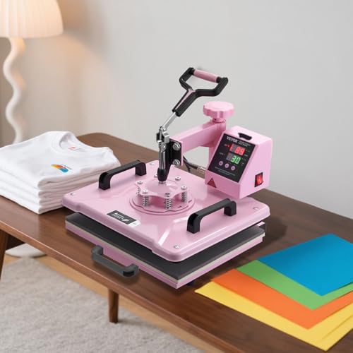 VEVOR Heat Press Machine 5 in 1 Combo with 30 OZ Tumbler Press & Hat Press, Slide Out 12x15 Inch Heat Press Sublimation Machine for T-Shirts, Hats Caps Tumblers Glass Cans Mugs, and Plates (Pink) - Image 3