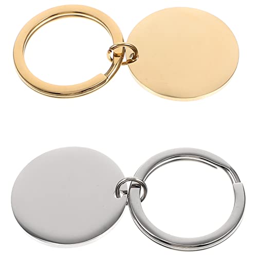 SEWACC 2 Uds. De Etiquetas En con Estampado De Metal Llaveros Redondos En De Acero Inoxidable Etiquetas De Estampado Colgantes Dijes para Hacer Joyas DIY (Plata + Oro) Cover