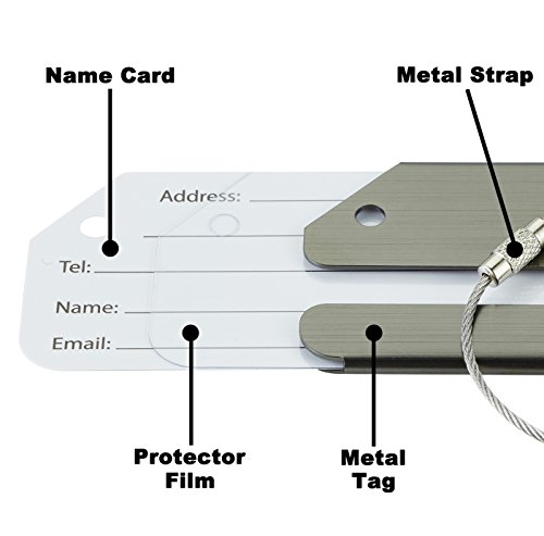 Travelambo Luggage Tags & Bag Tags Stainless Steel Aluminum(2 Pcs Metallic Gun) #TOP1