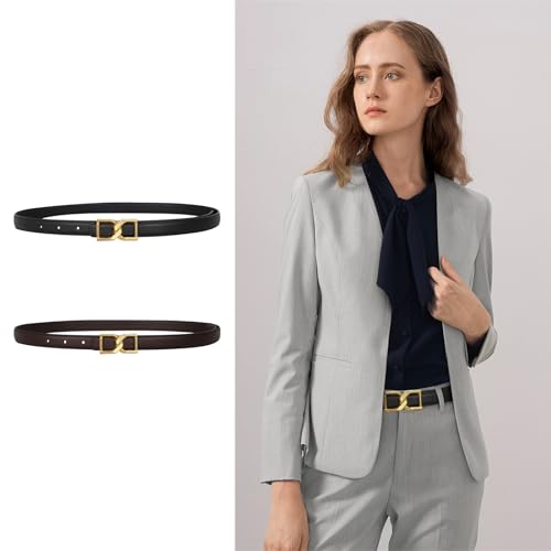 Image of Aurolran Women's Leather Belt with Buckle - Ideal for Dresses, Jeans, and Coats