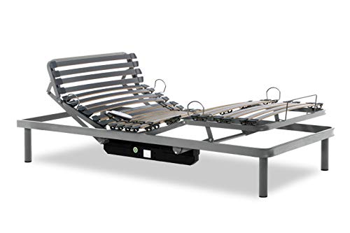 Gerialife® Cama Articulada Eléctrica Reforzada con Mando Inalámbrico (90x190, Plateado)
