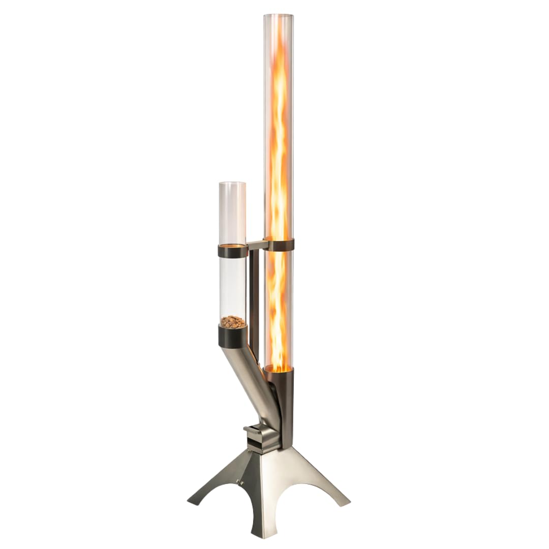 Feuerrohr Dekorative Feuersäule Outdoor inkl. Reinigungsbürste und Abdeckhaube Pelletfackel