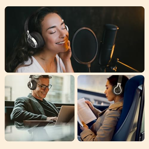 Ailihen Kabelgebundene Kopfhörer mit Mikrofon und Lautstärkeregler, Over-Ear-Stereo-Headsets für Jugendliche und Erwachsene, 3,5 mm, für Computer, Chromebooks, Tablets (Schwarz)