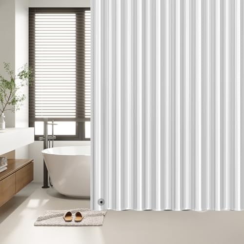 Image of EHZNZIE Clear Black Shower Curtain Liner 72x72, PEVA Waterproof Bath Curtain, No Chemical Smell, 3 Weighted Magnets, Durable with Rustproof Metal Grommets