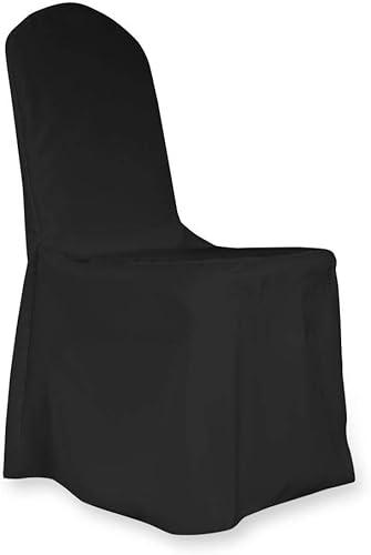 Miniatura 3 de 11060 fundas de poliéster para sillas de banquetes de lino para sillas de comedor para bodas, fiestas, eventos, catering (60 unidades, blanco)