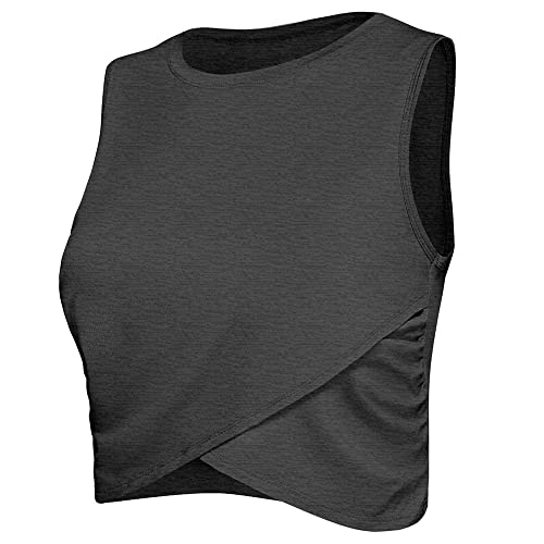 Image of Yoga Crop Tops Dance Tops Fitted Workout Crop Tops Yoga Tank Tops Athletic Sports Shirts for Women