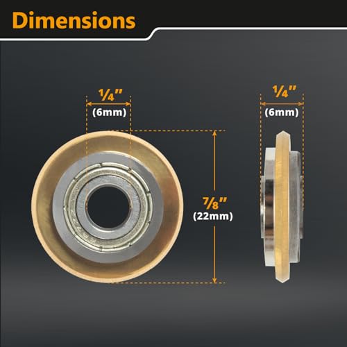 Image of POWERTEC PRO Tungsten Carbide Scoring Wheel with Gold Titanium Coating - 22mm Tile Cutting Wheel with Screw for Manual Tile Cutters, Porcelain, Ceramic & Glass Tile (72089)