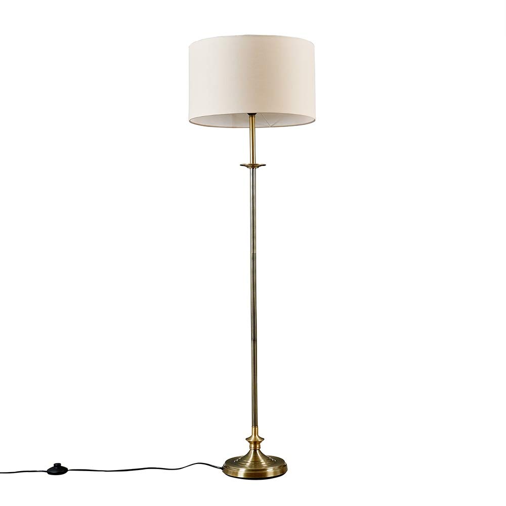 MiniSun | Traditional Style Antique Brass Sconce Floor Lamp with a Cream Drum Shade | Floor Lamps & Torchieres, Home Décor & Improvement Essential | Includes 6W LED E27 Light Bulb