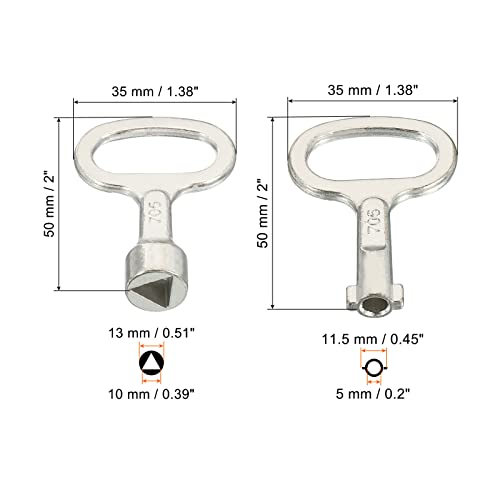 Patikil Triangle And Key Shape Socket Spanner Key, 4 Pack Metal Gas Water Meter Key Wrench For Electrical Cabinet Gas Water Meter Switch, Silver #TOP1