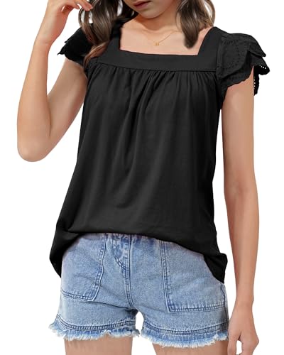 Image of KEREDA Girls Short Sleeve Shirts Summer Tops Girls Clothes 5-14 Years