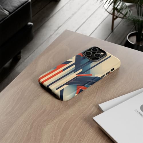 Coque rigide mate iPhone 14 Pro Max protection géométrique orange bleu - 4