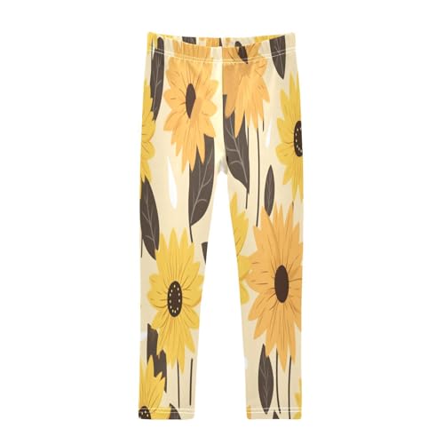 Toddler Girls Leggings Printed Yoga Pants Leggings Sunflower Brown Leaves for Kids