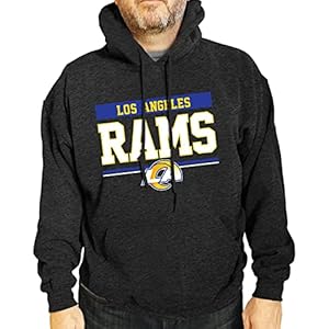 Team Fan Apparel NFL Adult Gameday Charcoal Hooded Sweatshirt – Cotton & Polyester – Stay Warm & Represent Your Team in Style (Los Angeles Rams – Black, Adult X-Large)