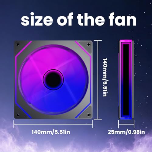 3Pack 140mm ARGB Case Fan with Mini ARGB Controller, Infinity Mirror Design Cooling Fan, Silent 140mm CPU PWM Fan, Forward by GPERHUAN - Image 7