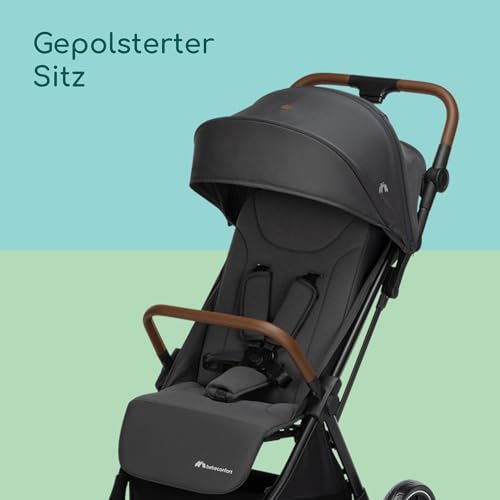 Bebeconfort Indra, Kinderwagen, 0–4 Jahre (22 kg), Schnell automatisch klappbarer Kinderwagen, Integr. Federung, Klein zusammenklappbar, Flache Liegeposition, Mit Autositz kompatibel, Mineral Graphite