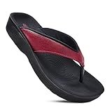 AEROTHOTIC Women's Comfortable Orthotic Flip-Flops Sandal (US Women 9, Matt Wine)