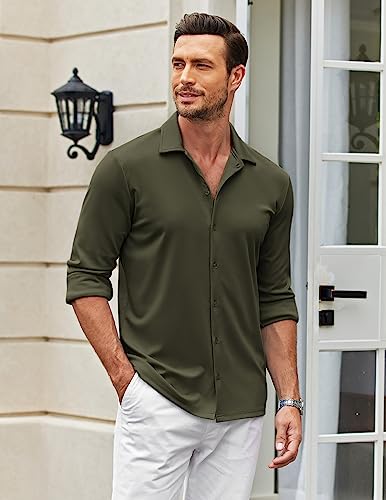 COOFANDY Men's Casual Button Down Shirt Wrinkle Free Shirts Long Sleeve Dress Shirt3