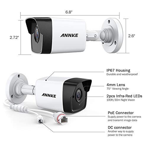 Annke 5Mp Poe Security Camera 4Pcs Bullet Ip Camera Exir Night Vision, H.265+ Video Compression, Ip67 Weatherproof For Outdoor Indoor, Remote Access & Motion Alert #TOP7