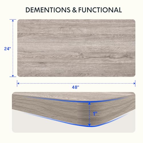 FLEXISPOT EN1 One-Piece Standing Desk 48 x 24 Inches Height Adjustable Electric Desk Sit Stand Desk Home Office Desks (White Frame + Gray Wood Grain Top, 2 Packages)