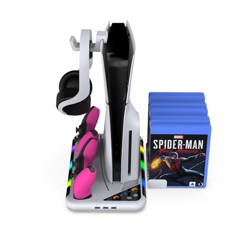 Image of PSS PS5 Slim Stand with Cooling Fan Station and Dual Controller Charging Station for PS5 /PS5 Slim Console Disc /Digital