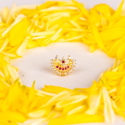 Image of Etasha 925 Sterling Silver Gold Plated Nosepin for Women & Girls with Elegant Design | Stylish & Comfortable | Ideal for Casual Outings, Parties, Weddings, Gifting & Daily Use | 6 months warranty