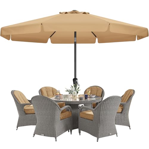 MASTERCANOPY Valance Patio Umbrella for Outdoor Table Market -8 Ribs (11ft,Khaki)