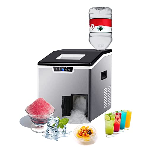 2-in-1-Eismaschine + Eisbrecher, vollautomatische Eismaschine mit LCD-Display, Edelstahl-Arbeitsplatten-Eisbrecher mit…