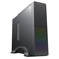 CiT S015B Micro-ATX Desktop-PC-Gehäuse mit RGB-Regenbogen-Front-LED, 1 x 8 cm schwarzer Lüfter und CiT 300 W Micro-ATX-Netzteil (M-300U) im Lieferumfang enthalten, Schwarz
