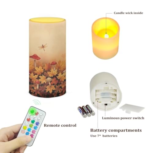 Image of Fall Maple Leaf LED Flameless Candles with Remote Timer