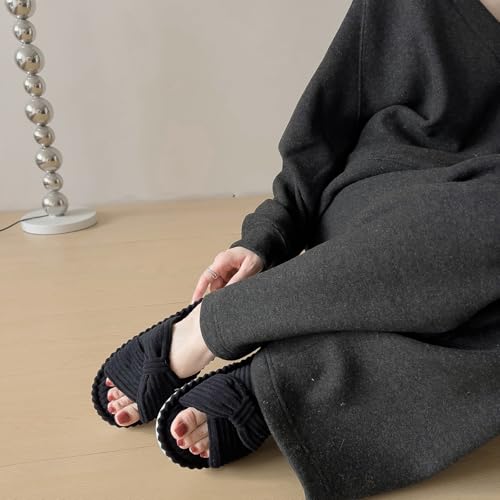 Women Summer Open Toe House Slippers Corduroy Memory Foam Indoor Bedroom Home Bathroom Comfy Shower Shoes3