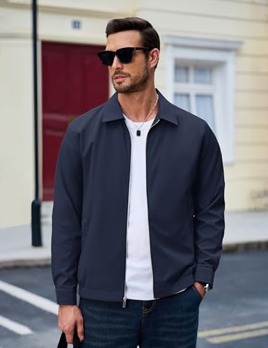 MAGCOMSEN Men's Lightweight Jacket Full Zip Golf Jackets Collar Windbreaker Casual Spring Coat With 3 Pockets - Image 3