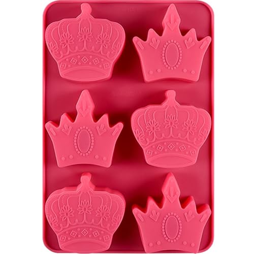 Honicemar Molde de Silicona con Forma de Corona de 6 Cavidades, Moldes de diferentes coronas de rey reina realeza para Pastele Chocolate Helado Gelatina, Caramelos, Color Aleatorio