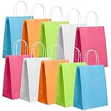 YAXIDAEVER 40 Stück Bunt Kraftpapier Papiertüten,Geschenktaschen Papiertüten Kraftpapier,Partytüten mit Henkel, Candy Tüten Partytüten fur Kindergeburtstag, Babyparty, Hochzeit