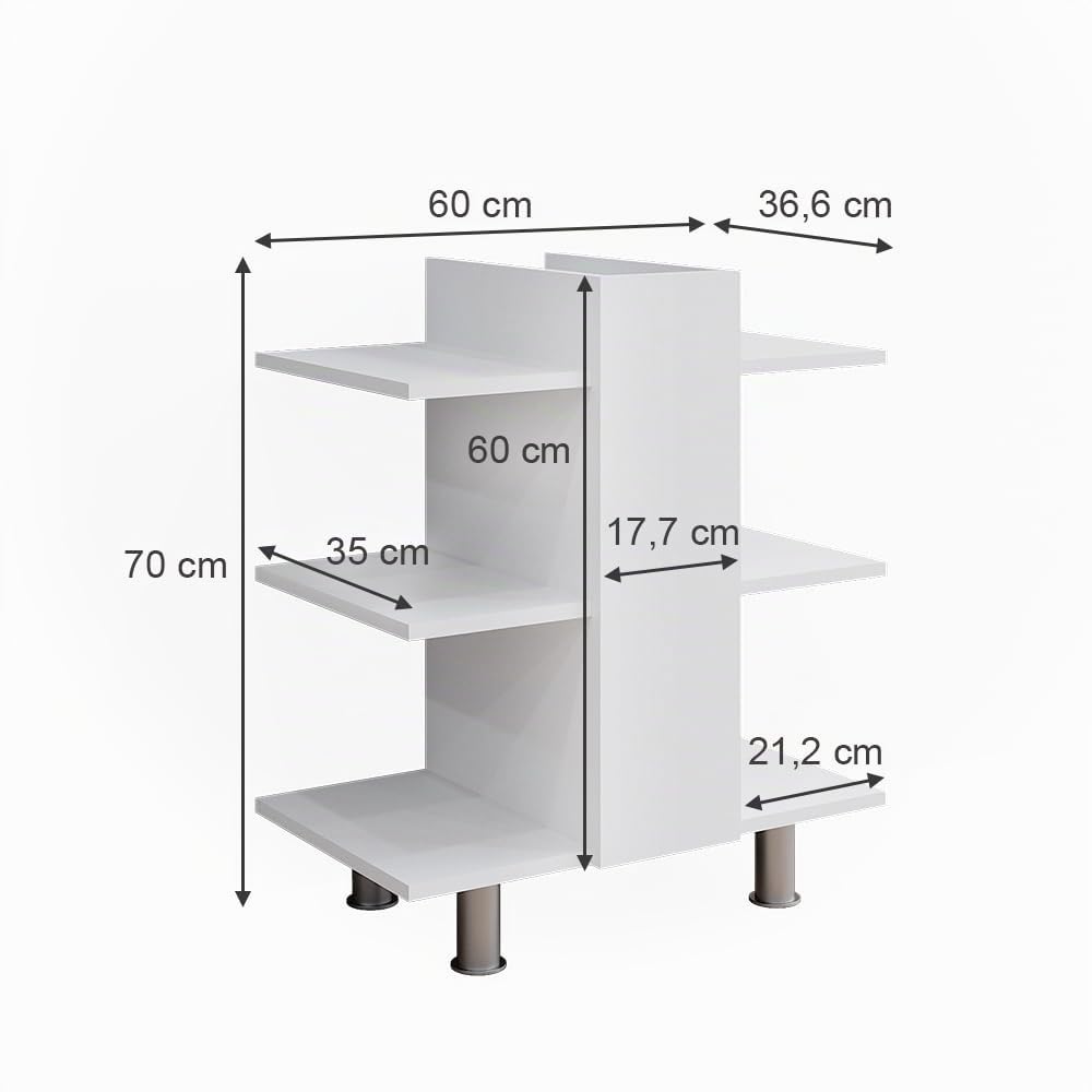 Vicco Mueble bajo Lavabo Fynn, Blanco, 60 x 70 cm | con 6 estantes, montaje en pared para almacenamiento de artículos de baño