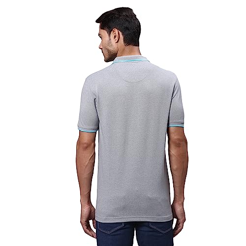 Image of Park Avenue Men's Cotton Polyester Blend Solid Pattern Slim Fit Rib Collar Polo Neck Half Sleeve Casual T-Shirt