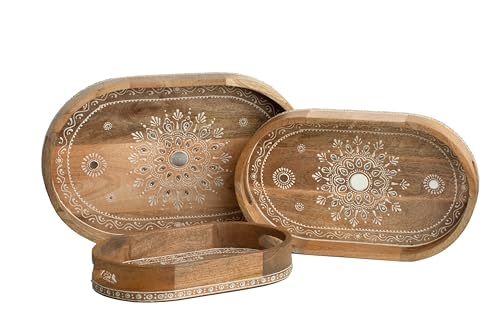 Plateau en bois peint et verre lot de 3 vide-poche coupelle et decolation table