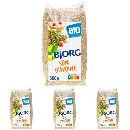 BJORG - Son d'Avoine Bio - Riche en Fibres - Source de Protéines - 500 g (Lot de 4)