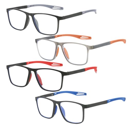 ZBHDEYG Gafas Lectura Deportivas Para Hombre - Anti-Luz Azul, Ligeras 200g, 4 Pares