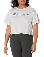 Champion womens Cropped Tee, Script Logo T Shirt, Oxford Gray-550757, Medium US