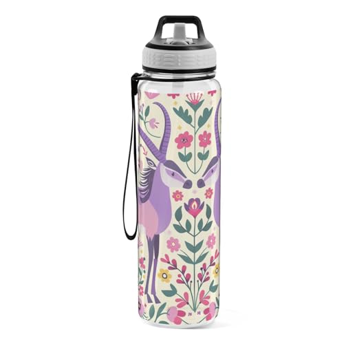 Bouteille d'eau avec paille Gemsbok pliable et non toxique sans BPA de 887 ml - 3