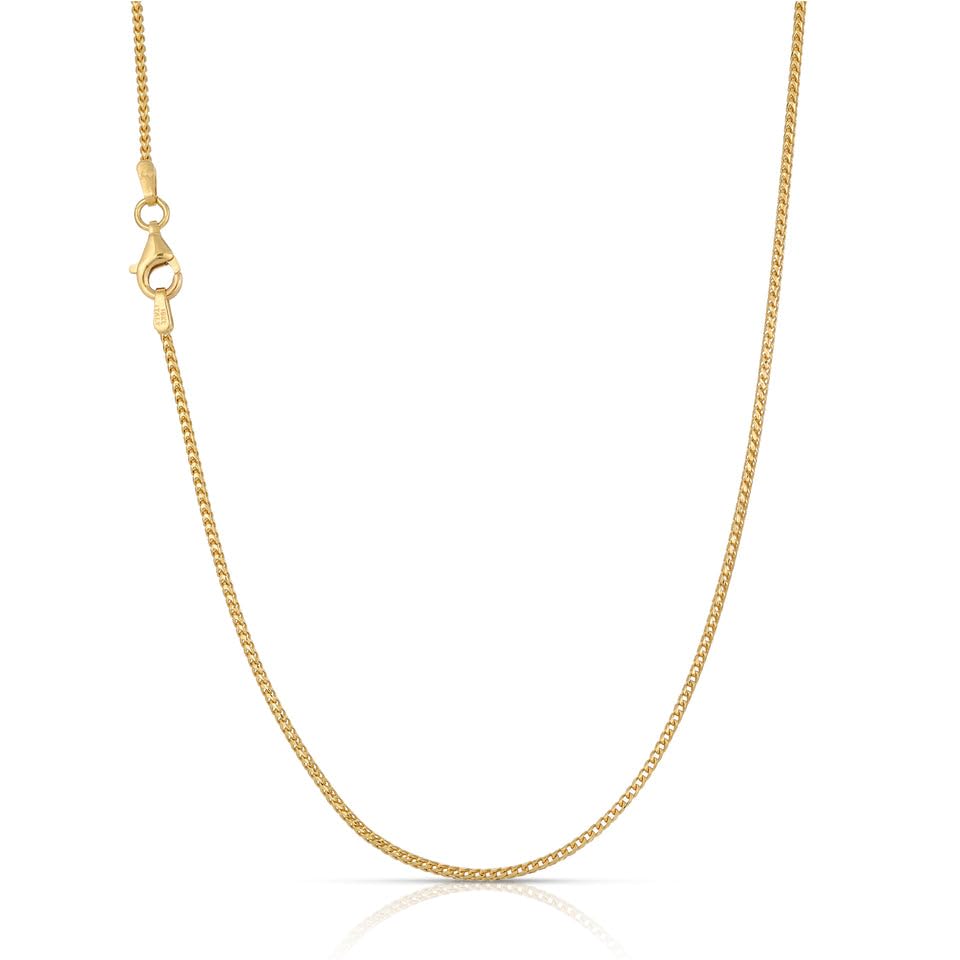 Italian Real 10K Solid Yellow Gold Franco Chain Necklace for Men & Women Radiant Diamond Cut with Lobster Claw Clasp 10K Real Gold Jewelry (1.0mm-2.5mm)