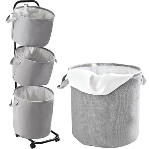 YOUPINS 3-Tier Rolling Laundry Sorter Cart – Gray