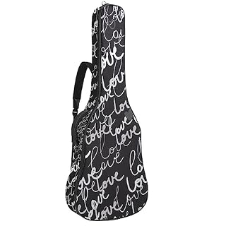 Housse pour guitare acoustique – Fleurs et papillons noirs – Grande housse pour guitare – S’adapte à la plupart des tailles de guitare, Multicolore 5., 42.9×16.9×4.7 in, Motif imprimé tendance - Les Beatles, Paul McCartney, John Lennon, RIngo Starr, George Harrison