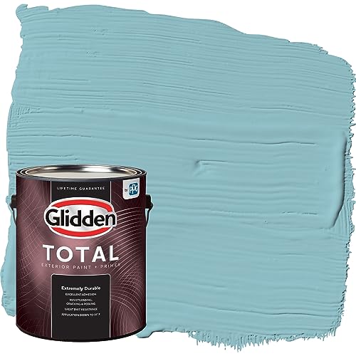 Glidden Total 1 gal. Kingston Aqua/Aqua-Blue Semi-Gloss Exterior Paint with Primer by Glidden - Used condition - US$45.53