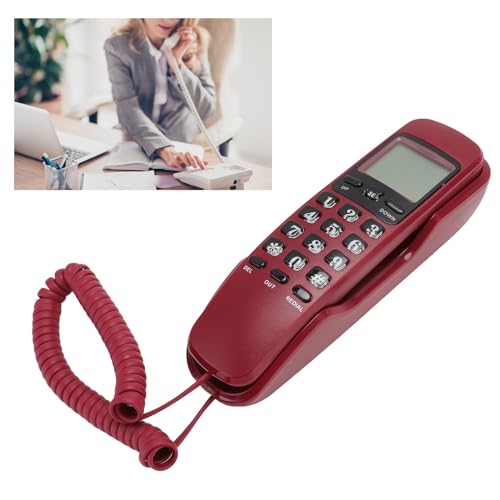 Teléfono de pared con cable, pantalla HD, teclas cómodas, rojo miniatura 6