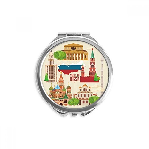 Espejo de maquillaje portátil para bolso DIYthinker con ilustración viajera de Rusia
